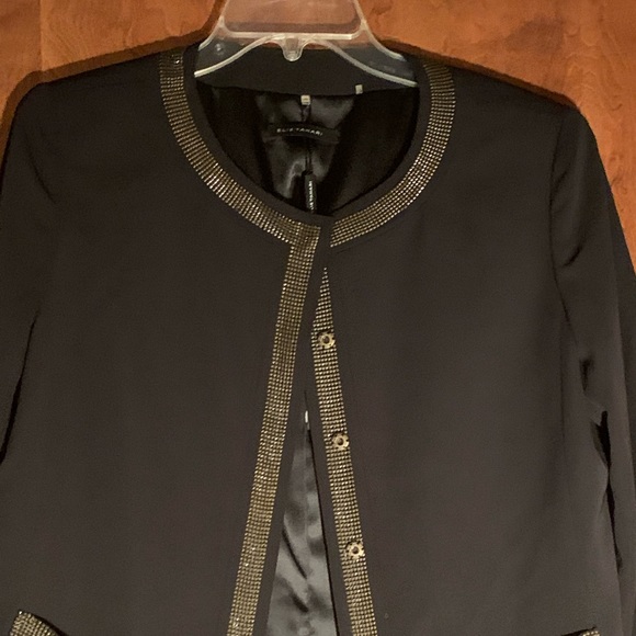 Elie Tahari Black Embellished Jacqueline Silk Jacket - Picture 2 of 4